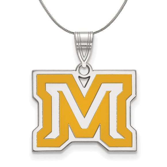 Sterling Silver Montana State Medium Enamel Necklace - 16 Inch
